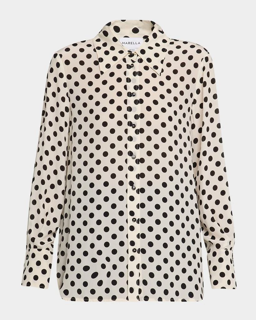 Marella Conio Polka Dot Silk Crepe De Chine Shirt 1