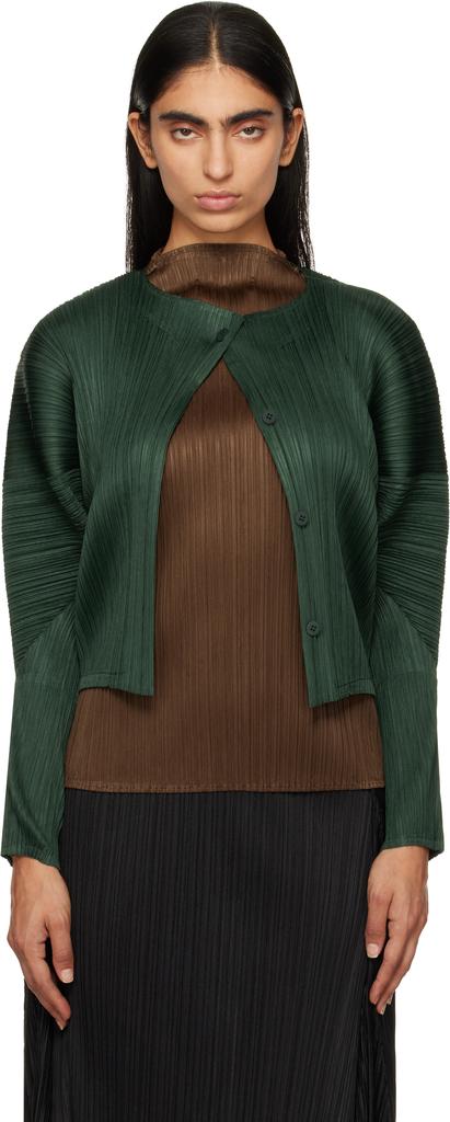 Pleats Please Green Monthly Colors October Cardigan
