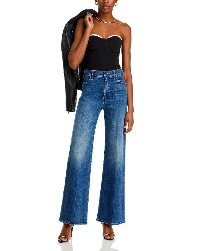 MOTHER The Hustler Roller Skimp High Rise Wide Leg Jeans in Caving In 2