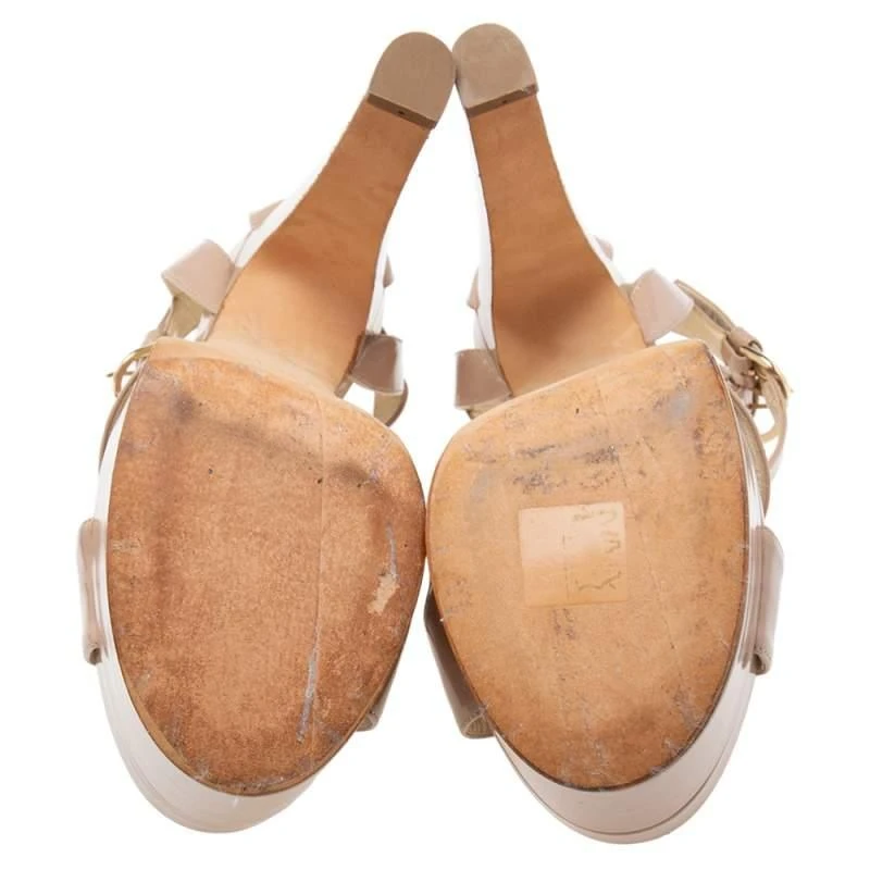 Brian Atwood Brian Atwood Beige Patent Leather Platform Ankle Strap Sandals Size 39.5 6