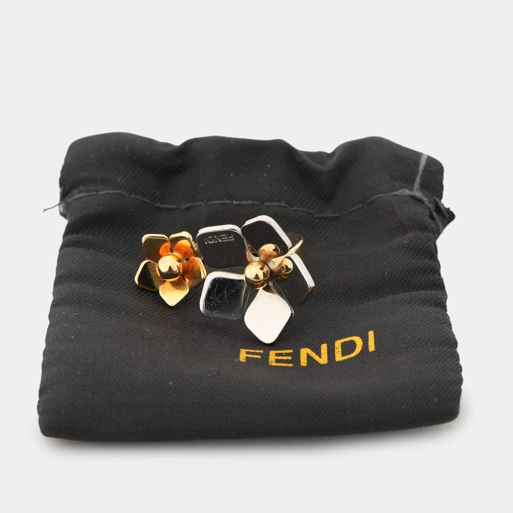 Fendi Fendi Two Tone Flower Motif Open Ring Size 51 9