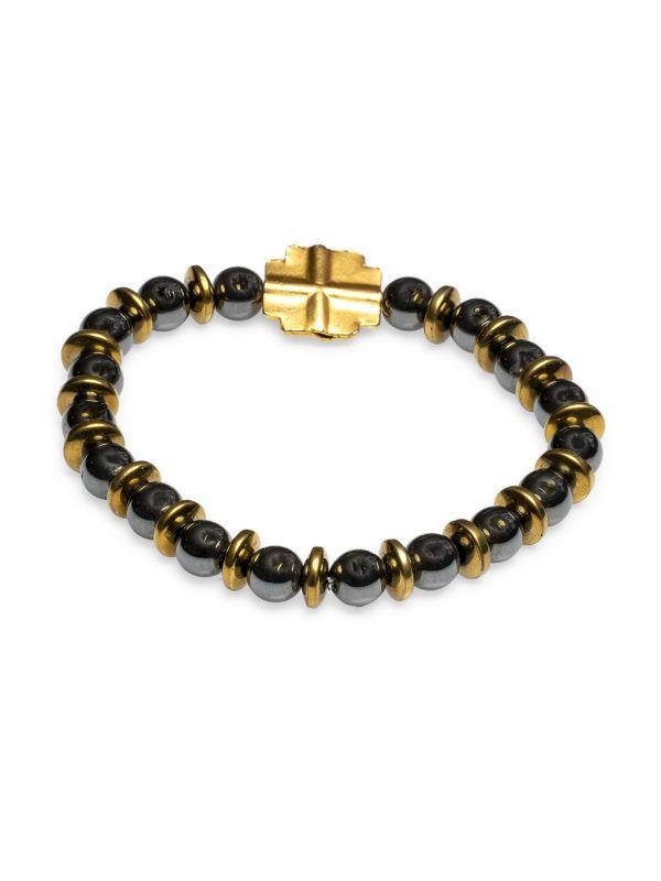 Jean Claude 24K Gold Vermeil & Hematite Southern Cross Beaded Bracelet