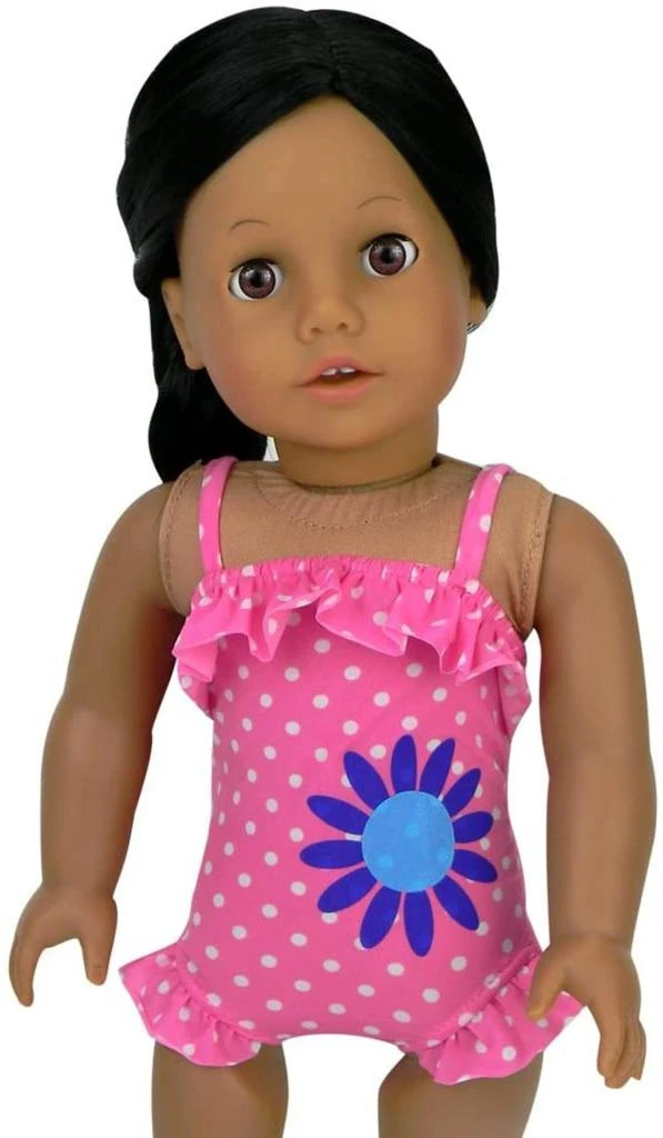 Teamson Sophia’s Ruffle Polka Dot Bathing Suit & Inner Tube Set for 18” Dolls, Hot Pink 3
