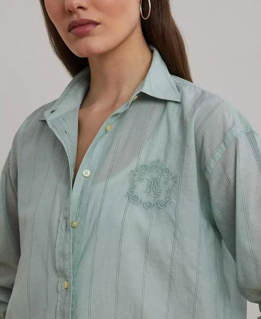 Ralph Lauren Women's Oversize Striped Cotton Voile Shirt 3