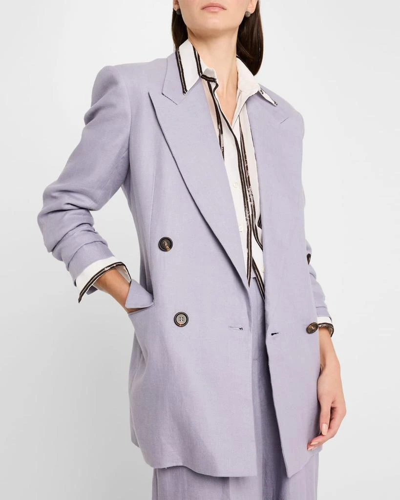 Brunello Cucinelli Double-Breasted Linen Gabardine Blazer 5