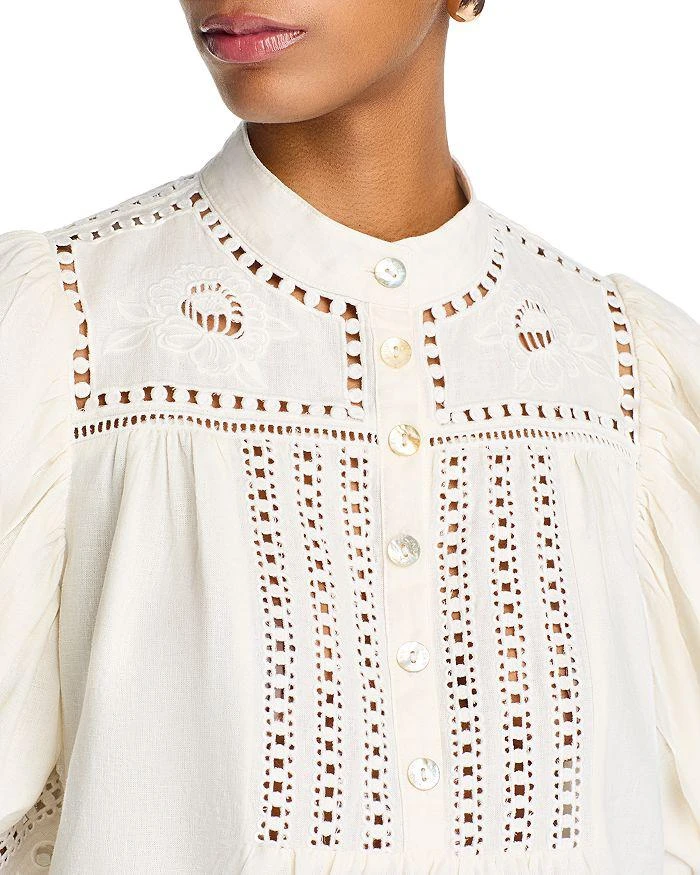 Farm Rio Romantic Richelieu Puffed Sleeve Blouse 4