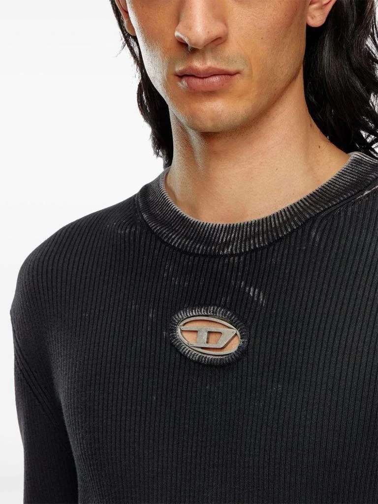 Diesel BLACK RIBBED KNIT SWEATER 4