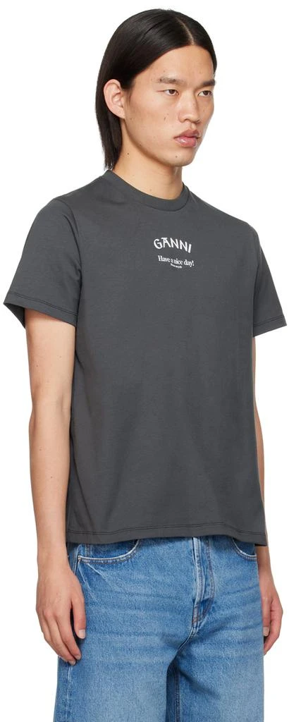 Ganni Gray Printed T-Shirt 2