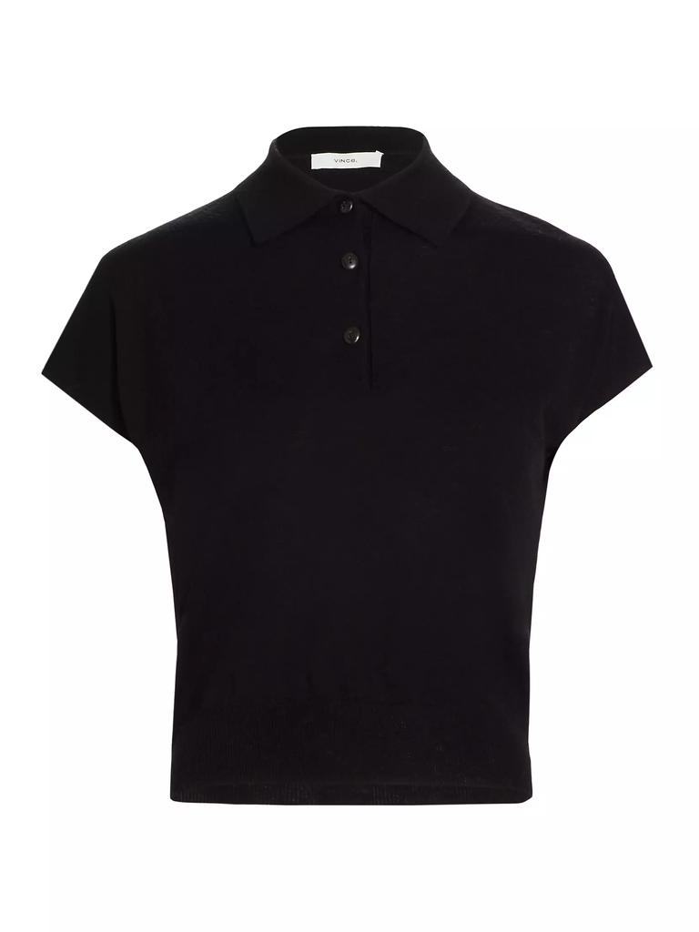 Vince Cap-Sleeve Knit Polo Shirt