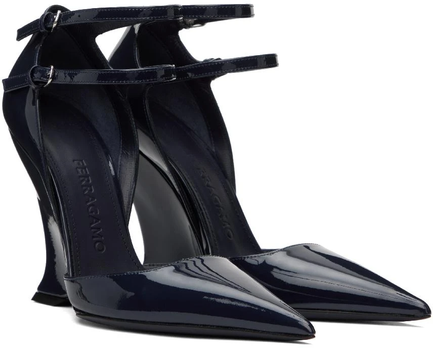Salvatore Ferragamo Navy Vidya Heels 4