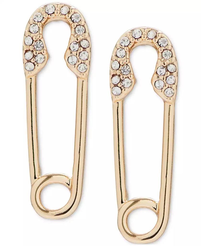 Lucky Brand Gold-Tone Pavé Safety Pin Drop Earrings 3