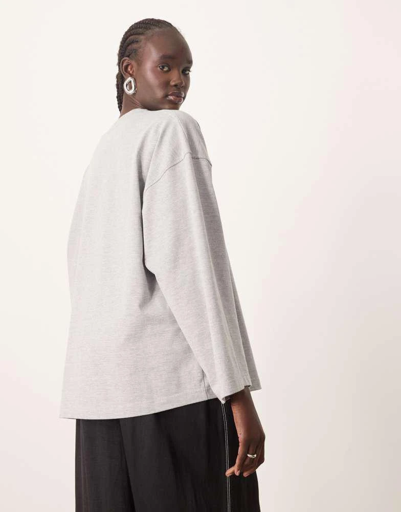 ARRANGE ARRANGE cotton oversized long sleeve t-shirt in grey marl 4