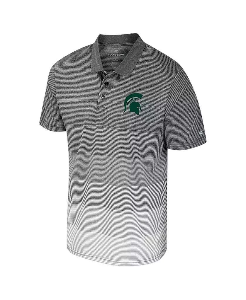 Colosseum Men's Gray Michigan State Spartans Striped Mesh Polo Shirt 2