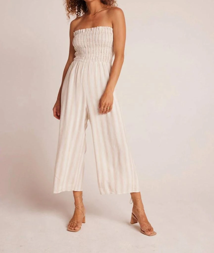 Bella Dahl Smocked Strapless Jumpsuit In Playa Sand Stripe 1