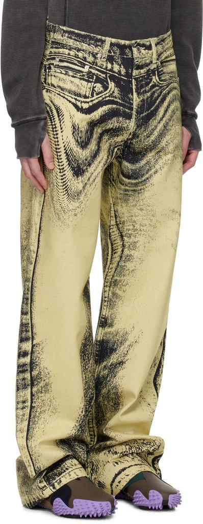CAMPERLAB Yellow & Black Distorted Print Denim Jeans