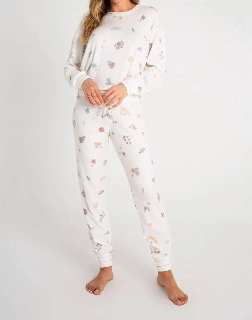 PJ Salvage Living In The Sunshine Long Sleeve Top In Ivory 2