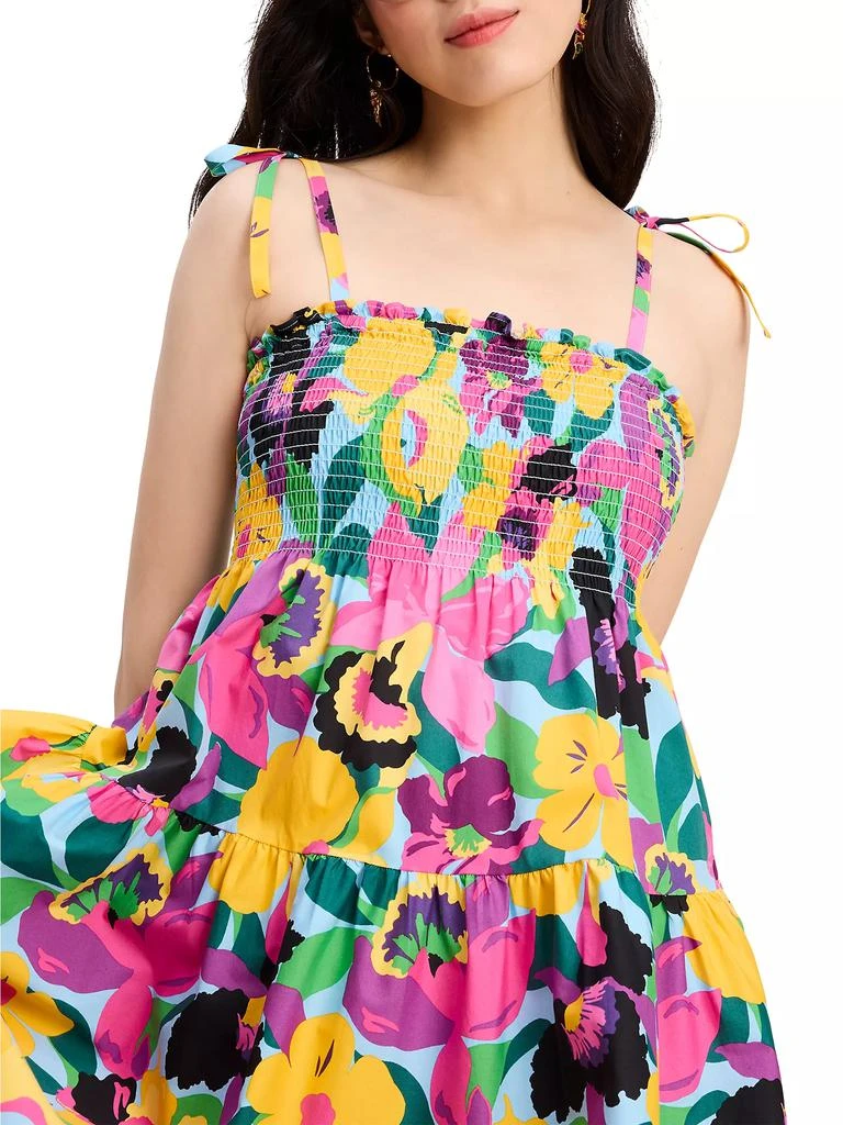 Kate Spade Orchid Bloom Smocked Midi-Dress 4