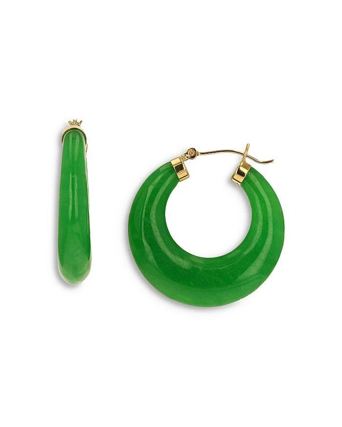 Moon 
Meadow 14K Yellow Gold Fancy Carved Jade Hoop Earrings - Exclusive