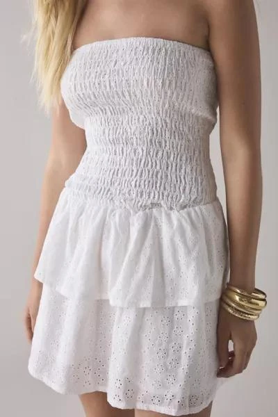 Daisy Street Daisy Street Broderie Bandeau Drop Waist Tiered Mini Dress 3