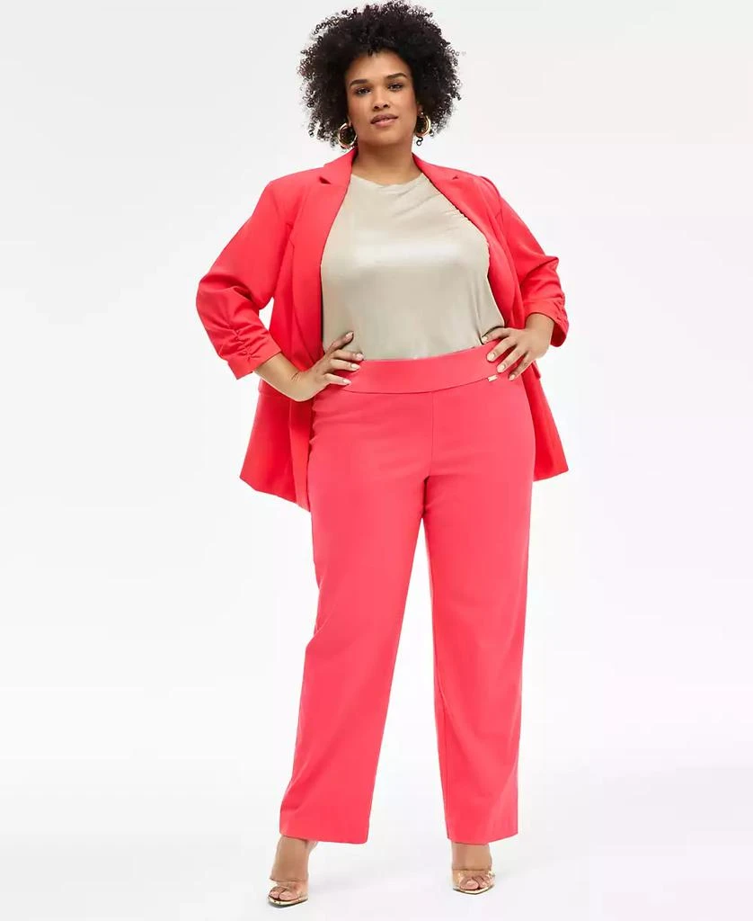 Shop Plus Size Mid-Rise Pull-On Straight-Leg Pants, Created for