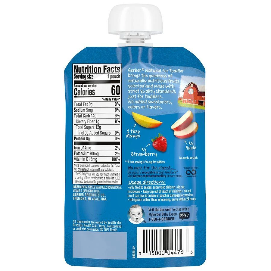 Gerber Natural for Toddler Food Pouches Apple Mango Strawberry 2