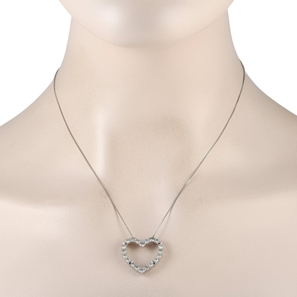 LB Exclusive 14K White Gold 2.0ct Diamond Heart Necklace MF01-053025