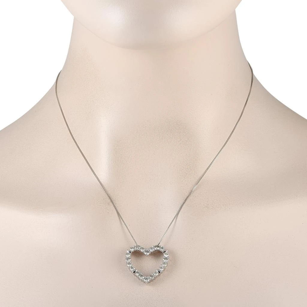 LB Exclusive 14K White Gold 2.0ct Diamond Heart Necklace MF01-053025 2