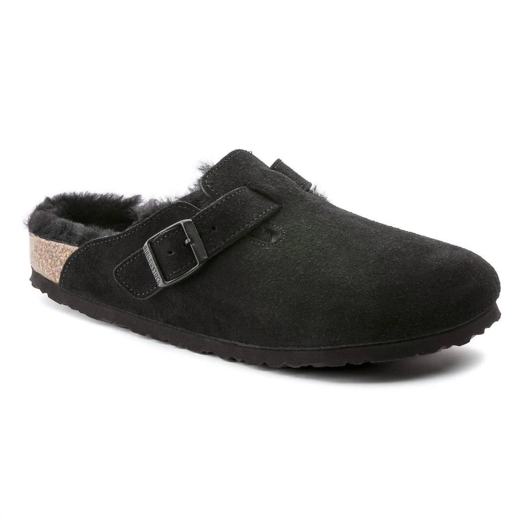 Birkenstock Unisex Boston Shearling Sandal In Black