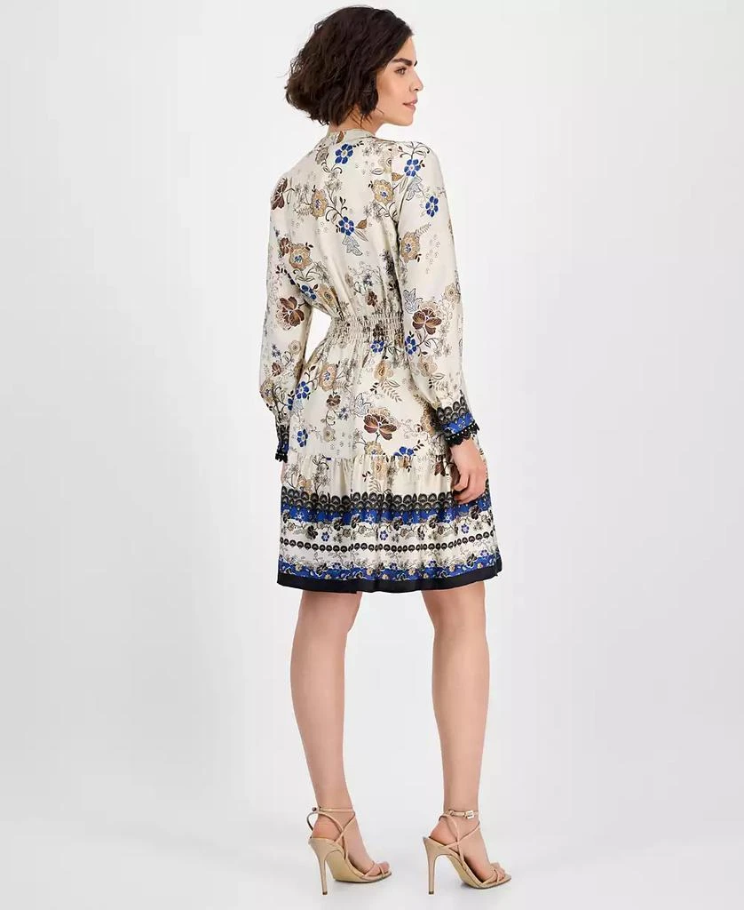Anne Klein Women's Printed Long-Sleeve Fit & Flare Dress 5