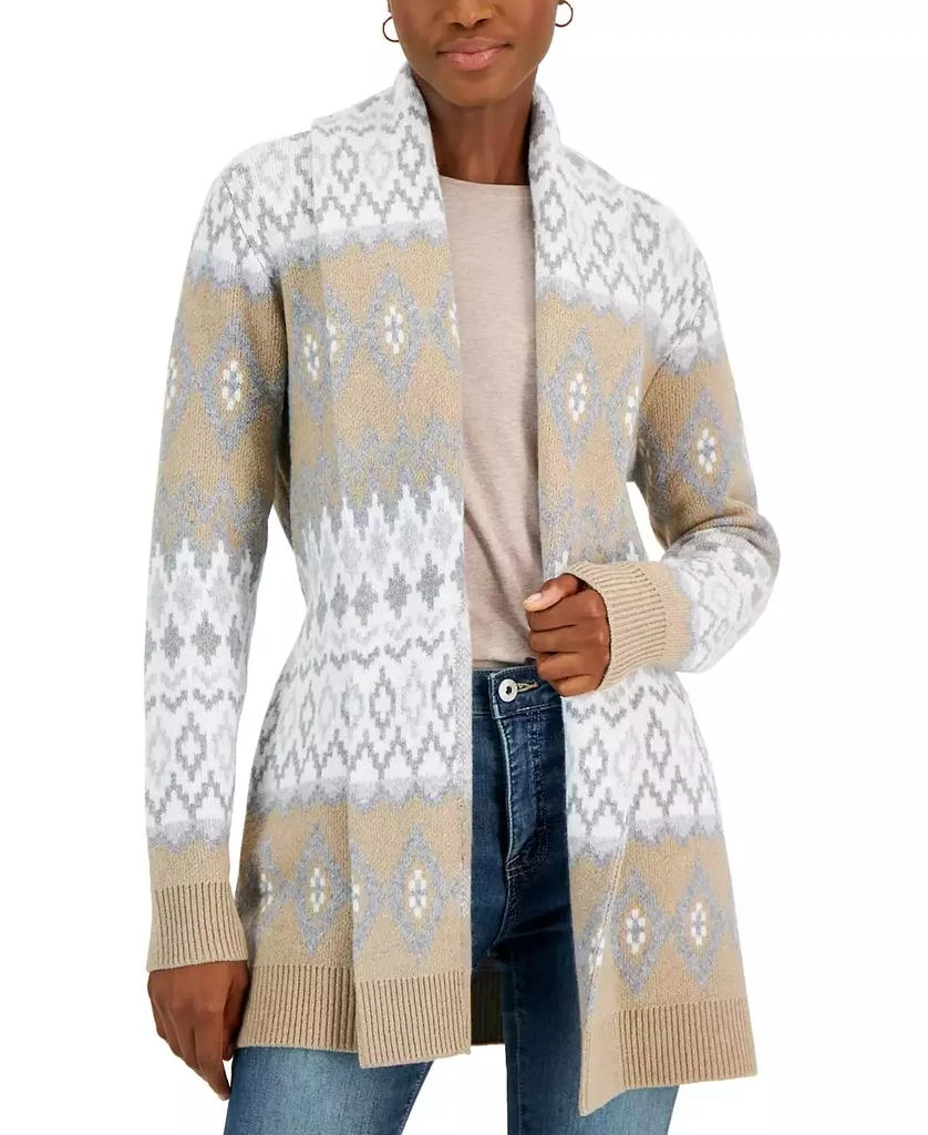 Style & Co Petite Fair Isle Open-Front Cardigan Sweater, Created for Macy's 1