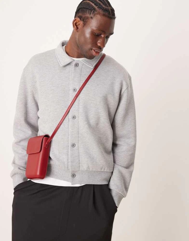 ASOS ASOS DESIGN oversized boxy collared cardigan in grey marl 1