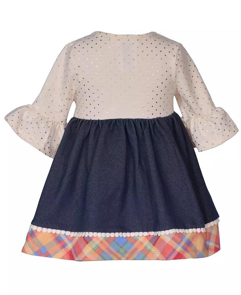 Bonnie Baby Baby Girls Three Quarter Bell Sleeved Foiled Dot Knit Dress