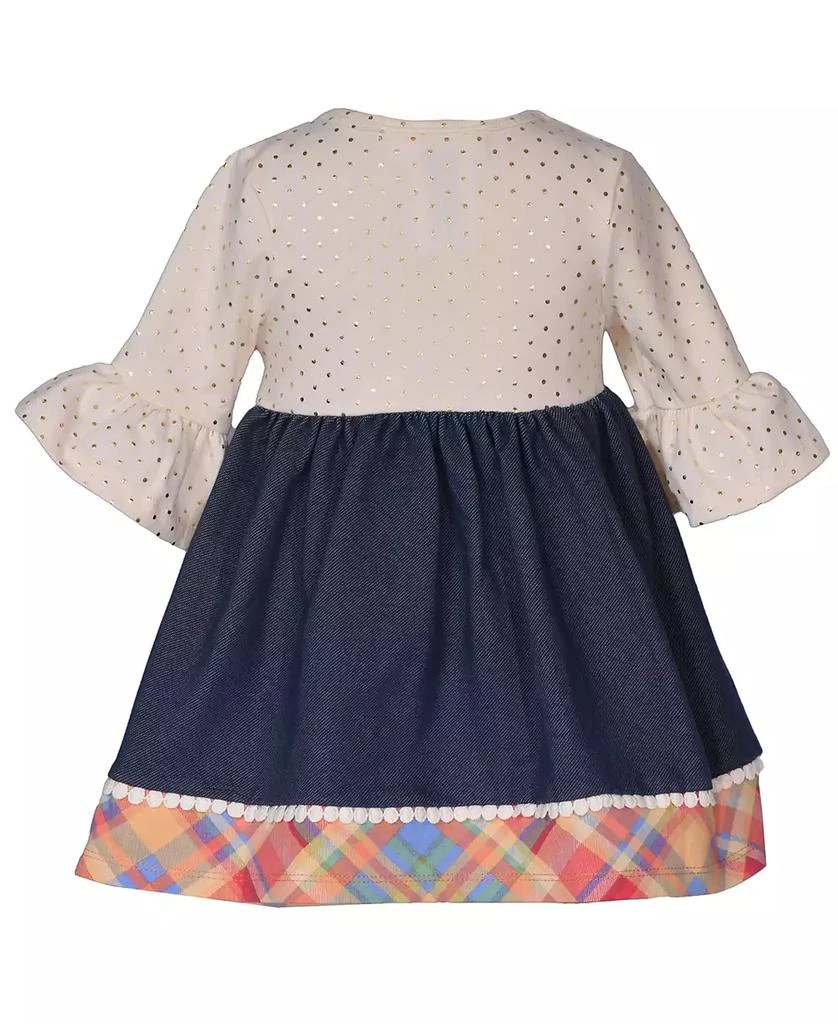 Bonnie Baby Baby Girls Three Quarter Bell Sleeved Foiled Dot Knit Dress 2