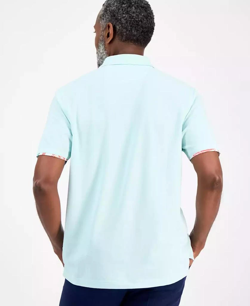 Club Room Men's Short Sleeve Printed-Trim Woven Performance Polo Shirt, Exclusively at Macy's 4