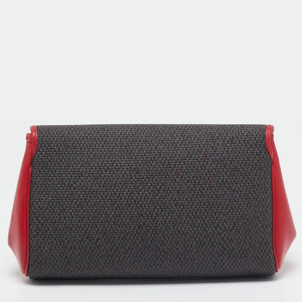 Yves Saint Laurent Yves Saint Laurent Grey/Red Coated Canvas and Leather Vintage Clutch 4