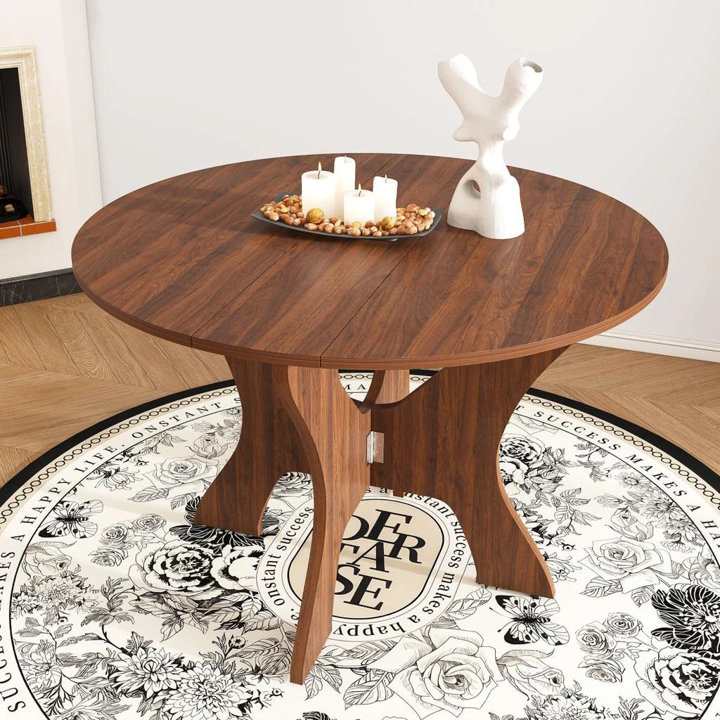 Streamdale Furniture Streamdale 43" Folding Dining Table for Small Spaces, Walnut Veneer, Space Saving Foldable Kitchen Table 3