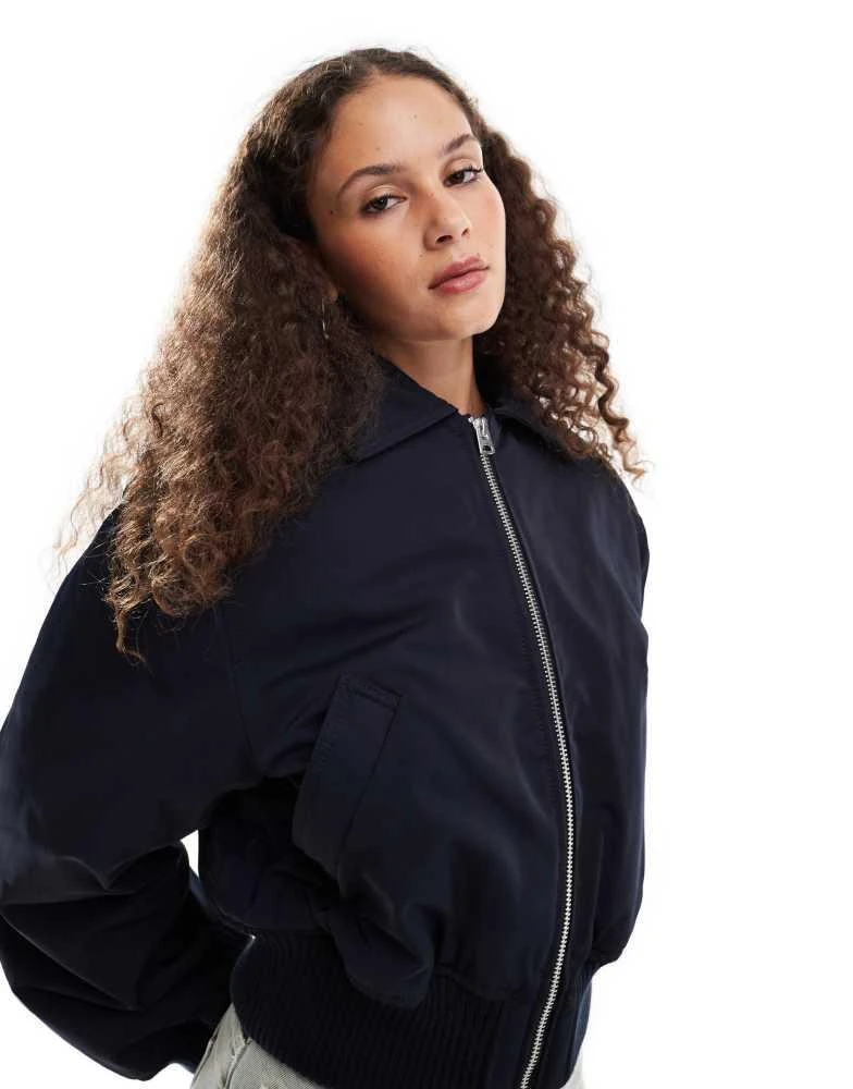 Weekday Weekday Irma padded bomber jacket in navy 4