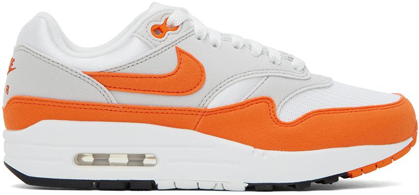 NIKE White & Orange Air Max 1 '87 Sneakers