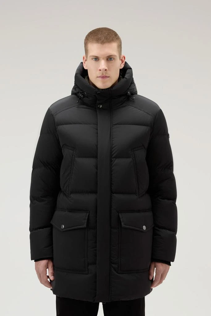 WOOLRICH Premium Padded Parka in Stretch Nylon - Men - Black 