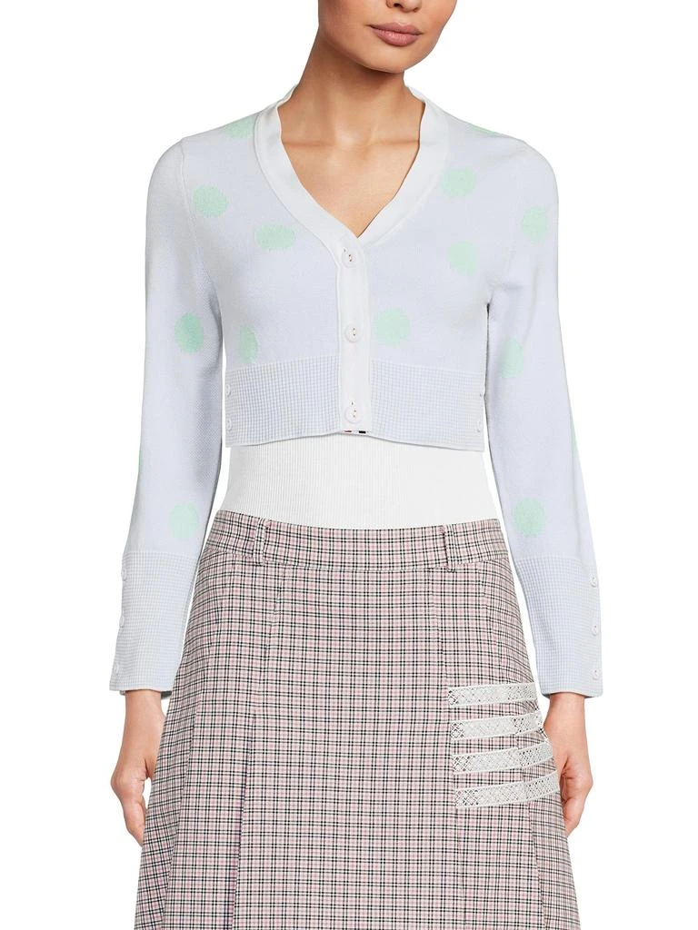 Thom Browne   ​Polka Dot Birdseye Jacquard Cropped Cardigan 1