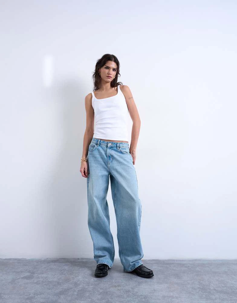 Topshop Topshop skinny strap scoop rib vest in white 2