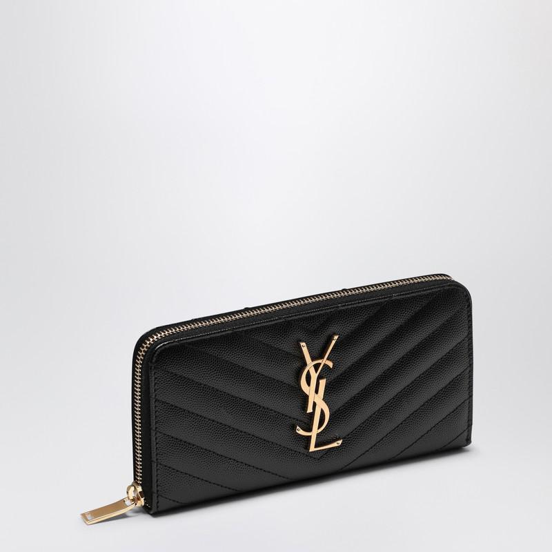 Yves Saint Laurent Black Cassandre zip-around wallet