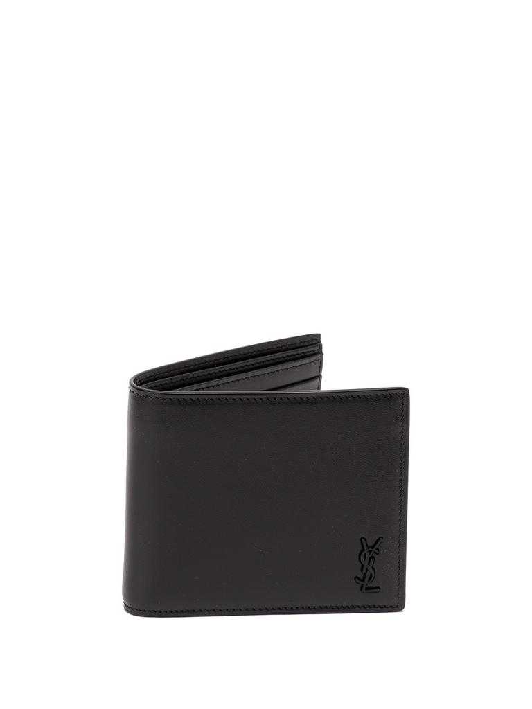 折りたたみ財布 Saint Laurent Tiny Cassandre East West Wallet Tiny Cassandre East/West leather wallet in black - Saint