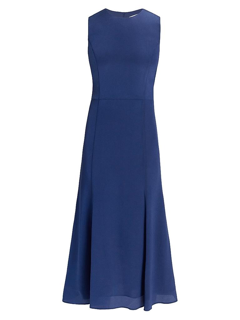 Santorelli Silk Crêpe de Chine Fit & Flare Midi-Dress