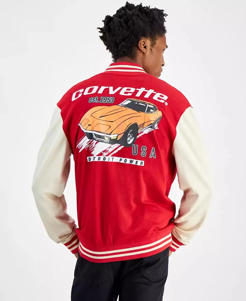 Hybrid Men's Chevrolet Corvette Racing Colorblocked Fleece Varsity Bomber Jacket 1