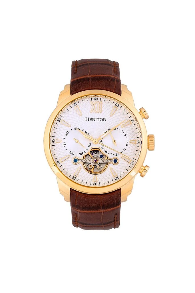Heritor Automatic Arthur Semi-Skeleton Leather-Band Watch with Day & Date 1