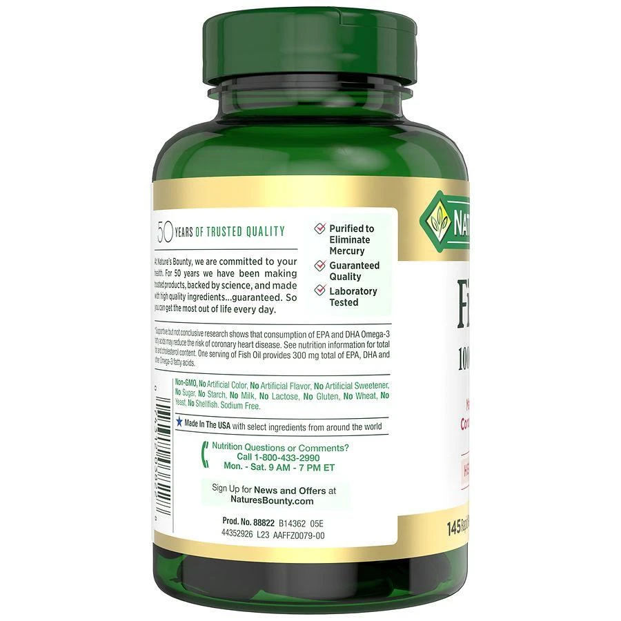 Nature's Bounty Fish Oil With Omega 3 Softgels, 1000 mg 2