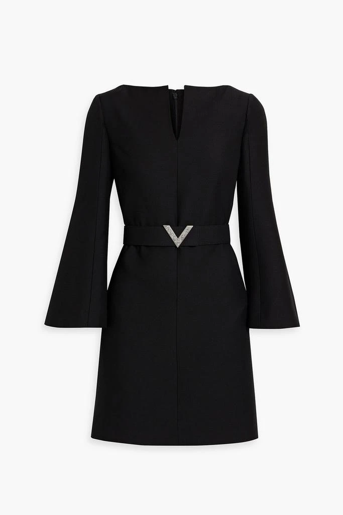 Valentino Belted wool and silk-blend crepe mini dress 1