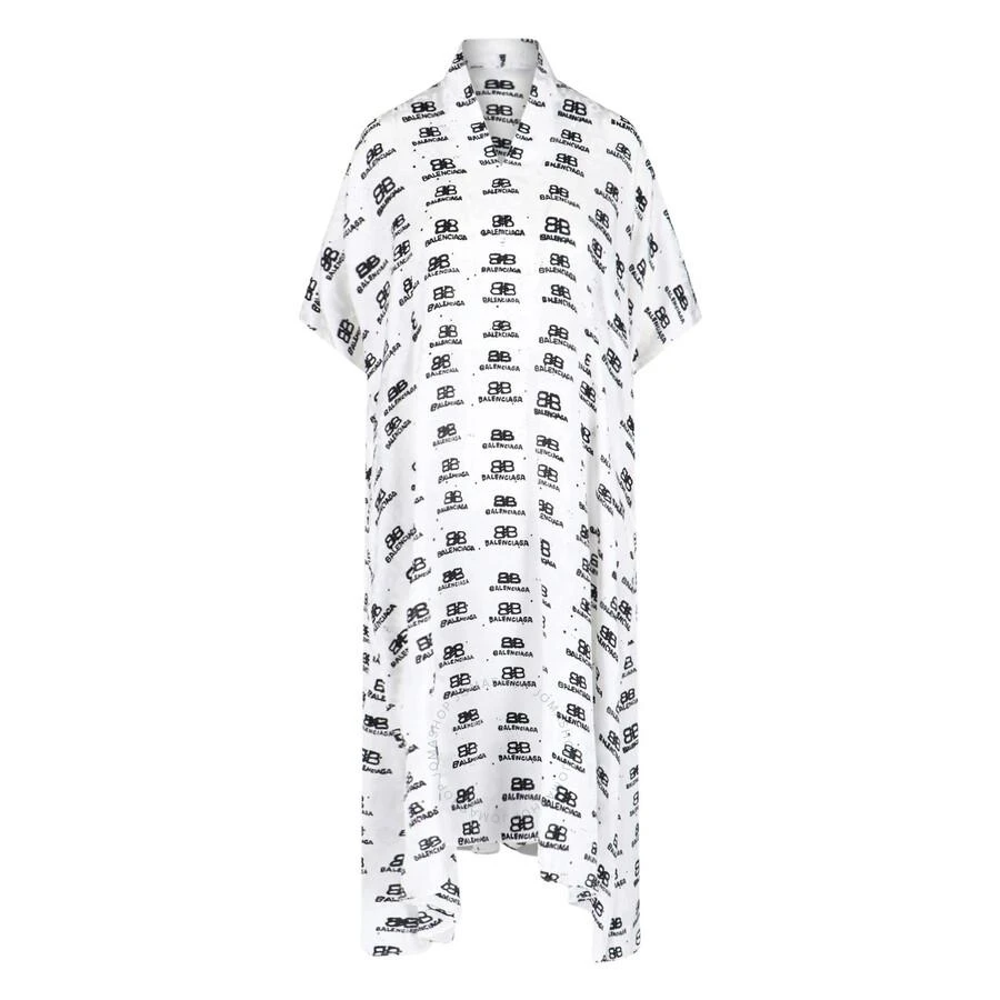 Balenciaga Logo Monogram Asymmetric Shirt Dress 1