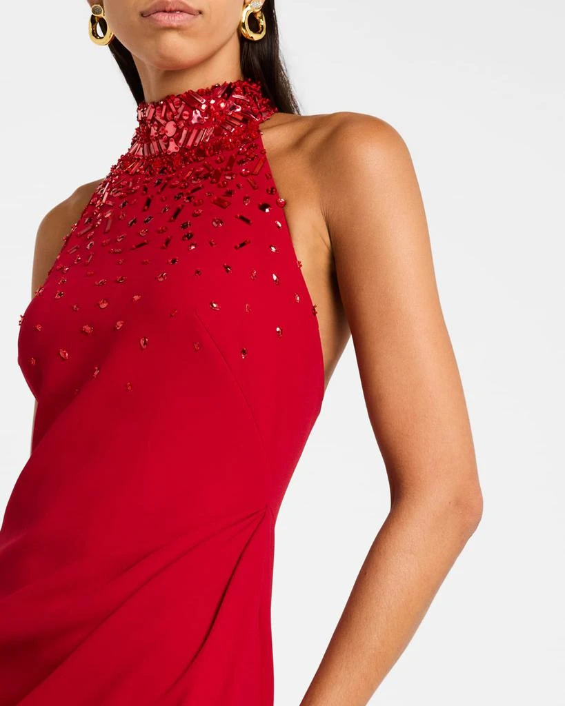 Pamella Roland Crystal Halter Crepe Gown 5